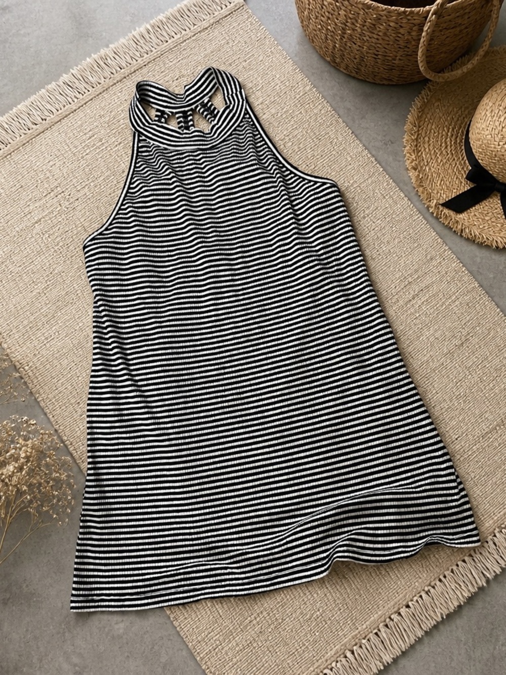 Anthropology brand black-and-white & Striped Halter Tank Dress
